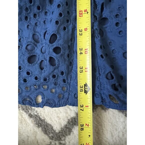 LILLY PULITZER Navy Oyster Bay Hazelanne Eyelet Sunflower Button Front Dress 16 - Picture 14 of 14